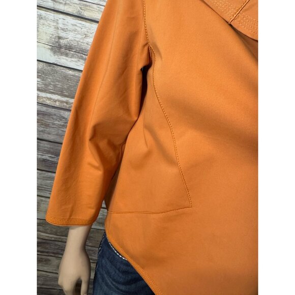 Lafayette 148 New York Blazer Jacket S Small Orange Snap Button 3/4 Sleeves Boxy - Picture 7 of 9